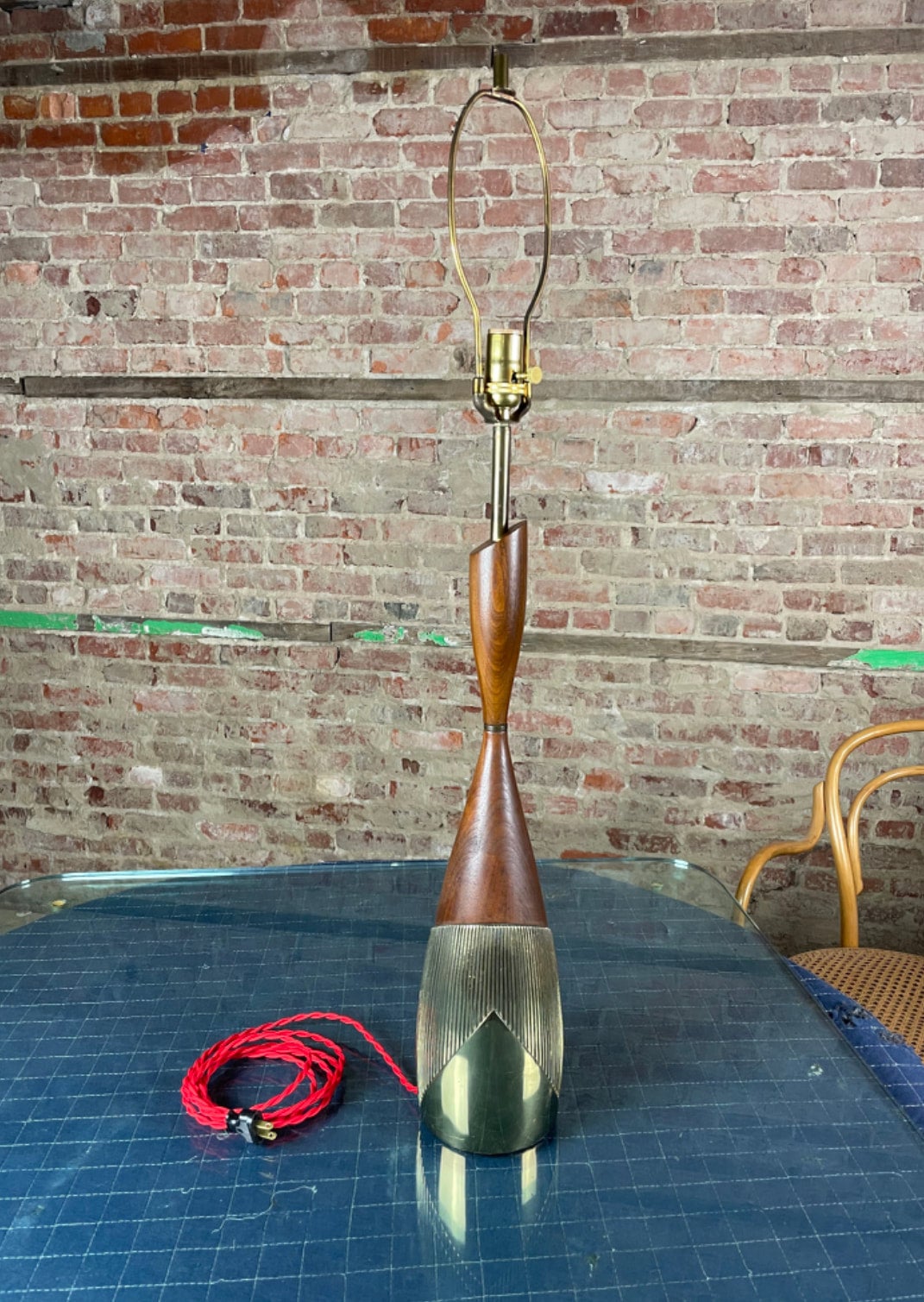 1960s Mid Century Modern Tony Paul Westwood Walnut Brass Table Lamp